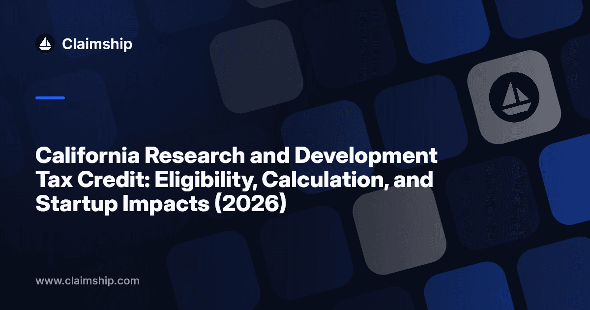 Checklist and calculator overlaying the outline of California, representing the state's R&D tax credit process.